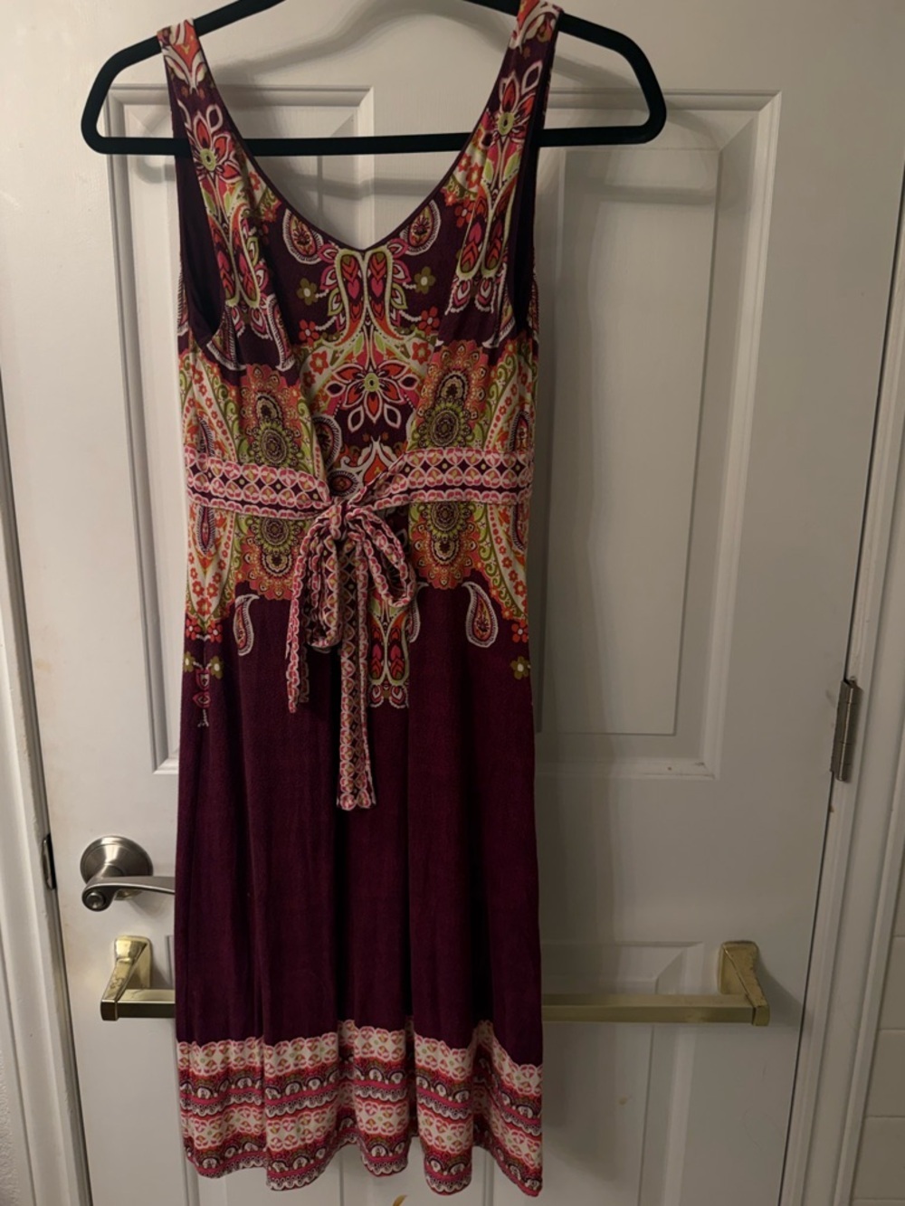 Athleta Sleeveless Paisley-Print Midi Dress in Burgundy